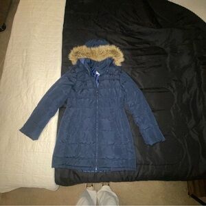 Old Navy - Navy Blue Puffer Jacket with Faux Fur